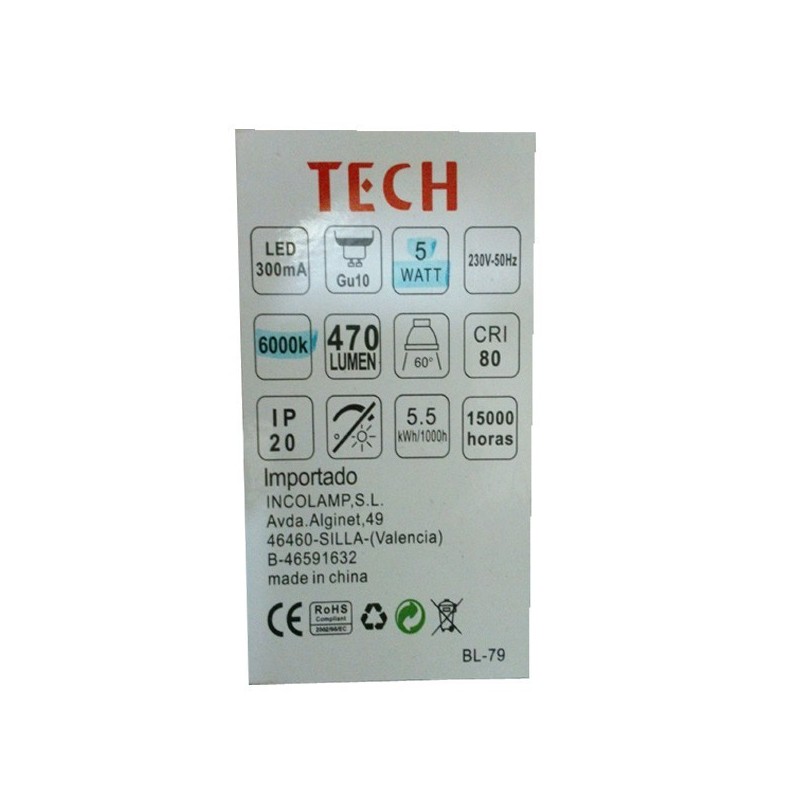 Bombilla Led Dicroica GU-10 5W  