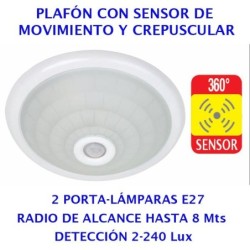 Plafón Sensor Mov. y Crepuscular 360º