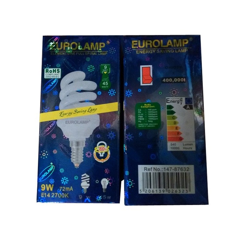 Bombilla Bajo Consumo 9w E14 LUZ CÁLIDA