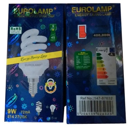Bombilla Bajo Consumo 9w E14 LUZ CÁLIDA