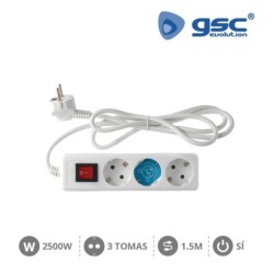 Base 3 Schuko con Interruptor y Cable