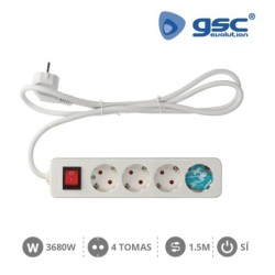 Base 3 Schuko + Interruptor + 1.5mts MEGA