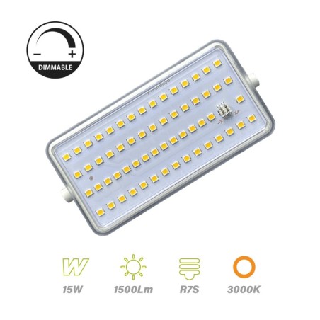 Bombilla Lineal LED R7S 118mm 15w 3000ºK Regulable