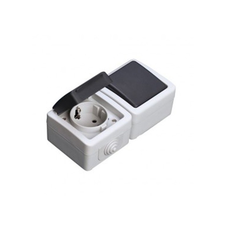 Interruptor + Base Schuko con Tapa